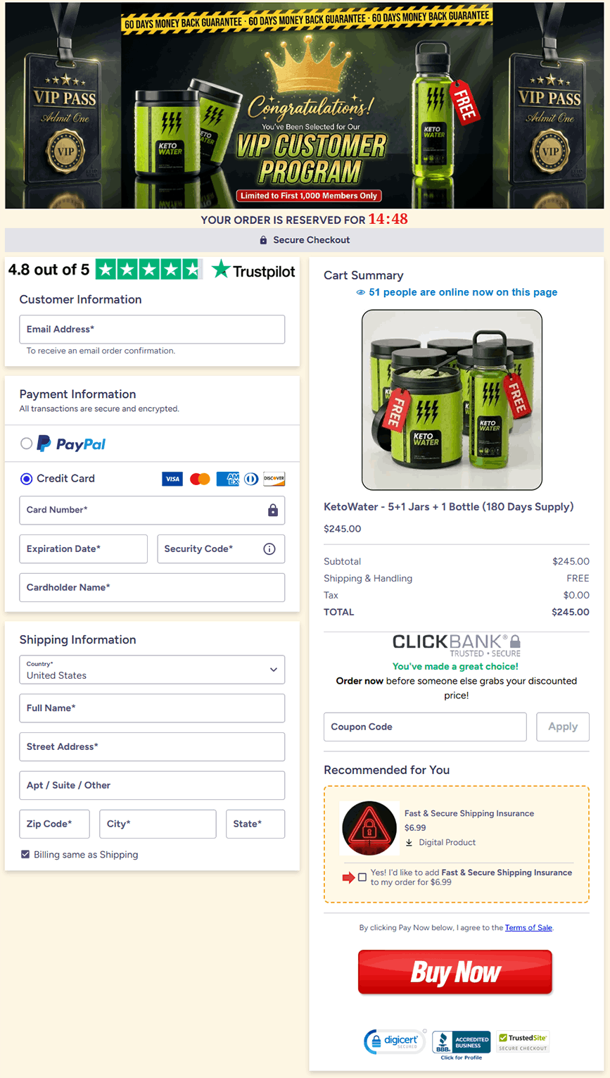 KetoWater Secured Checkout